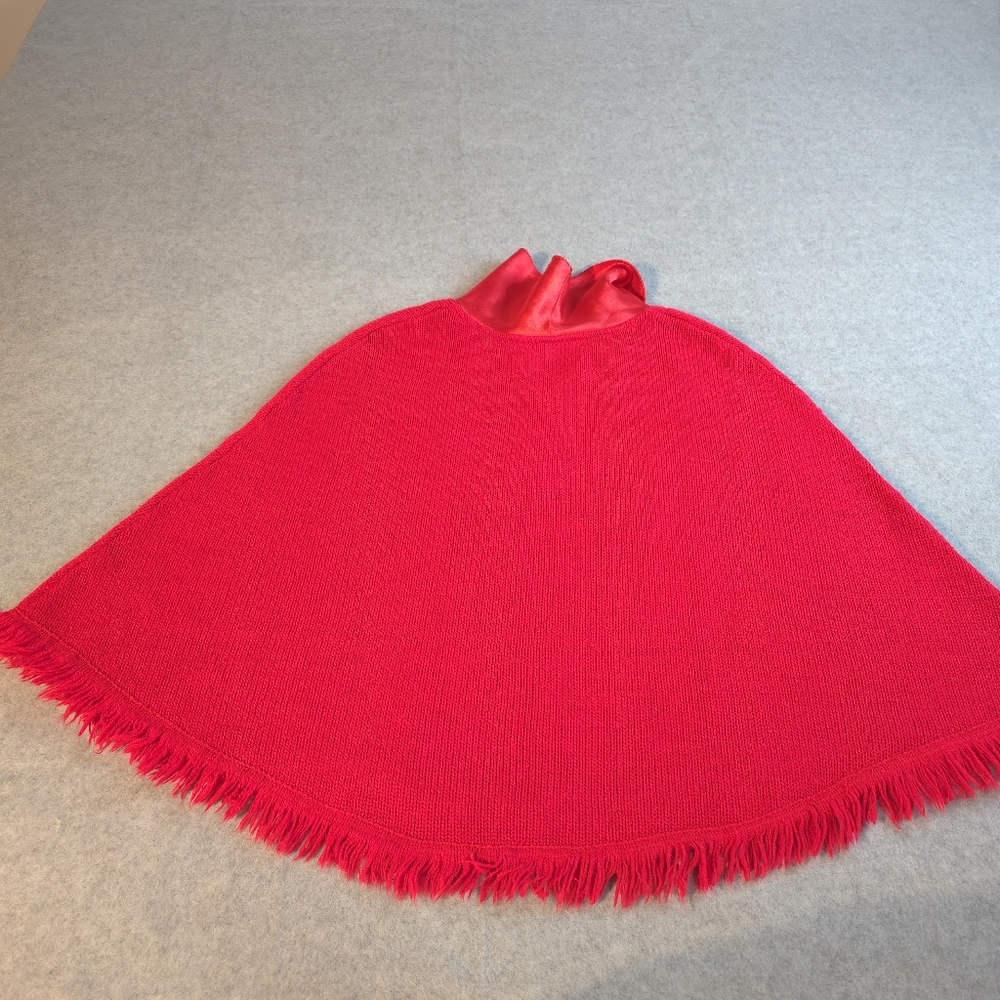 Vintage Strawberry Shortcake Red Embroidered Sweater Poncho 6/6X - Picture 12 of 12